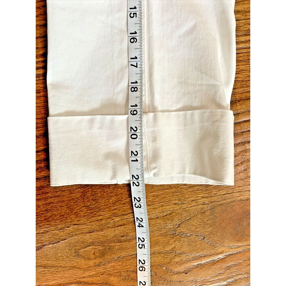 7 For All Mankind Jeans Women *30 White Denim Cropped Embroidery 3" cuff USA - Picture 9 of 13